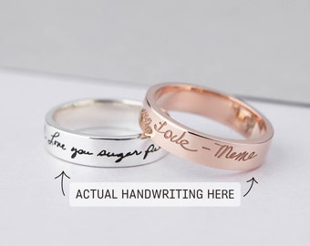 Handwriting Jewelry, Silver Handwriting Ring, Ring Silver, Ring With Handwriting, Custom Handwriting Gift