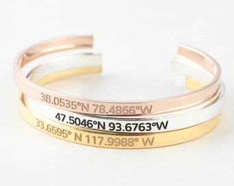 Coordinate Bracelet Women - GPS Coordinates Jewelry - Gift For Her - Latitude Longitude Bracelet - Farewell Gift For Friend