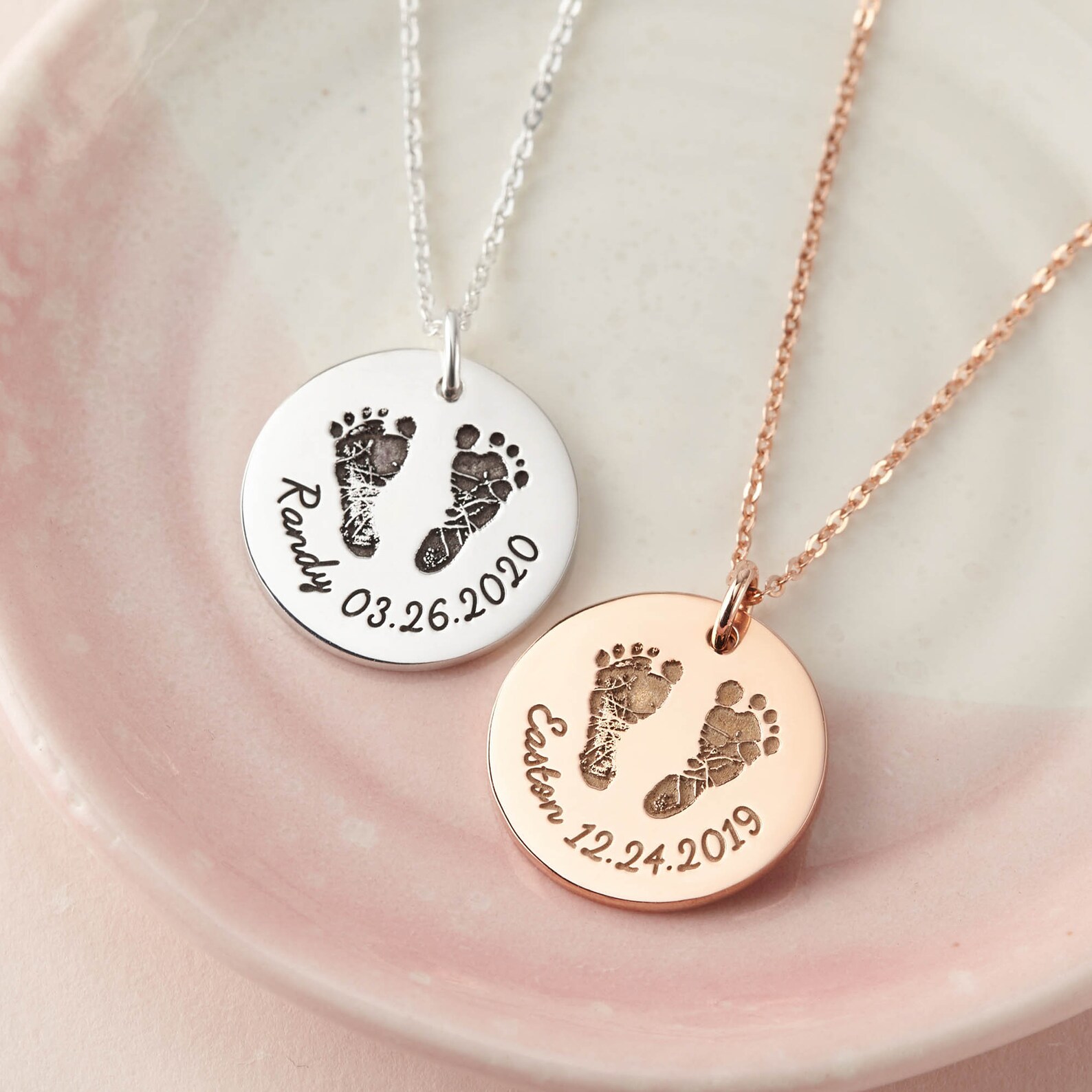 Mom Necklace Baby Feet New Mom Jewelry Footprint Necklace Etsy