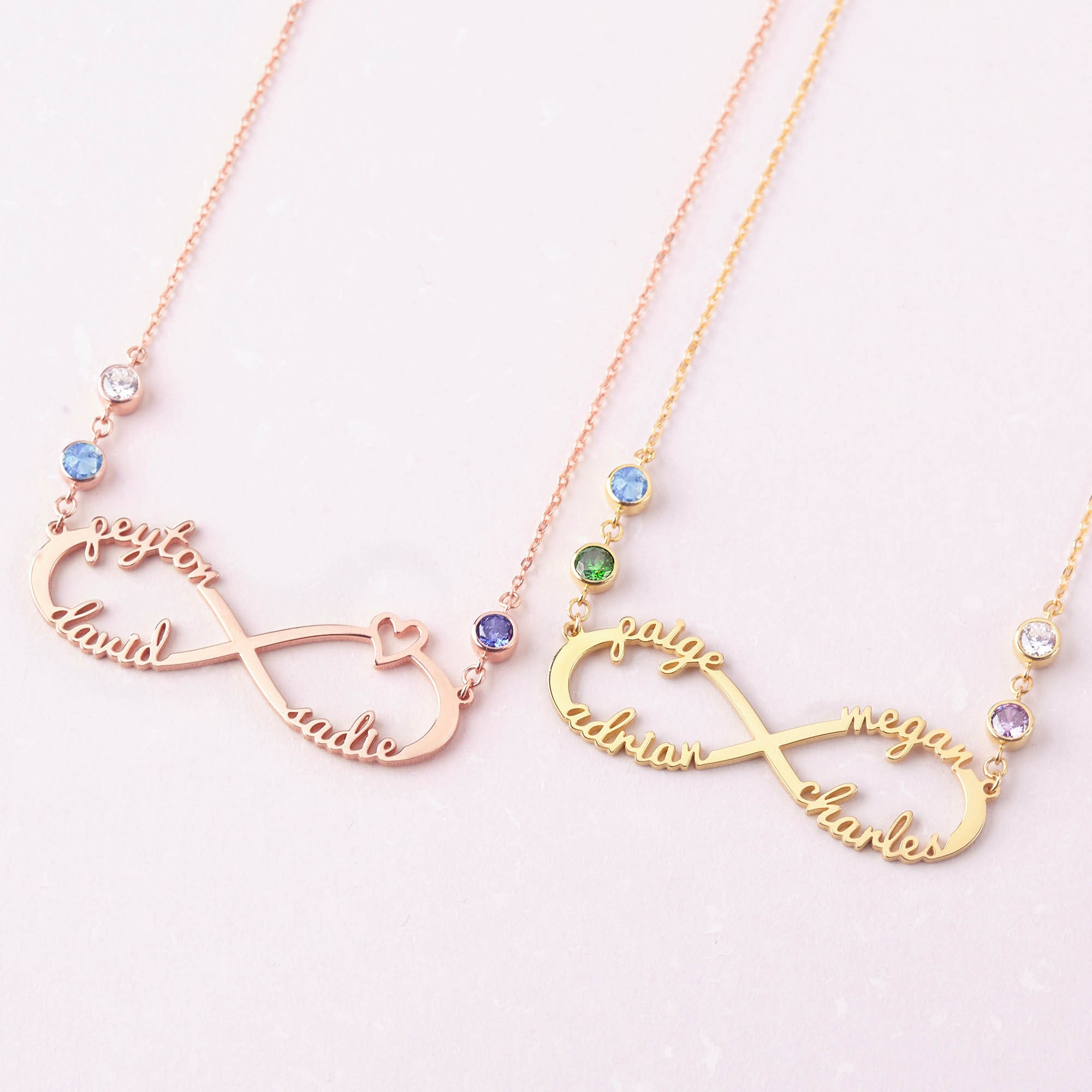 Infinity necklace with birthstones Clearance