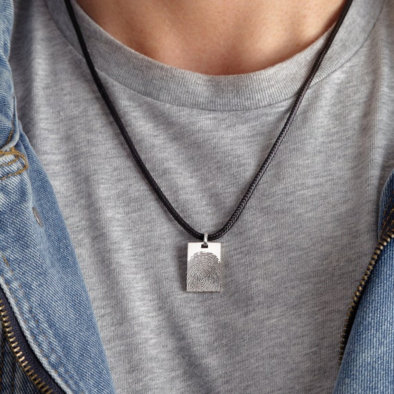Fingerprint Necklace for Men Thumbprint Jewelry for Men Memorial Gift Loss of Dad Gift Gift for Him Necklace for Men Etsy Canada