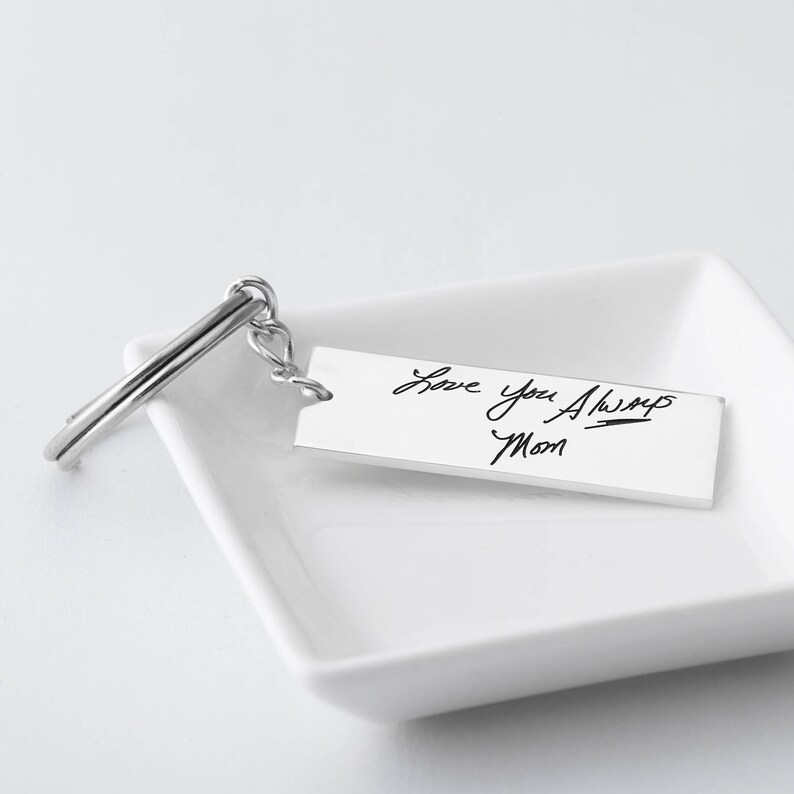 Custom Handwriting Keychain Memorial Keychain Engraved Etsy