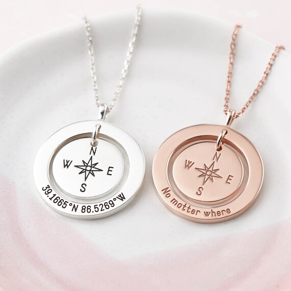 Coordinate Necklace Compass Necklace 