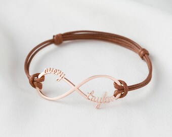Bracciale infino personalizzato con pietre di nasca e nome per la madre - CALLIE