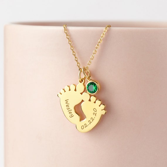 Footprint necklace for mom discount