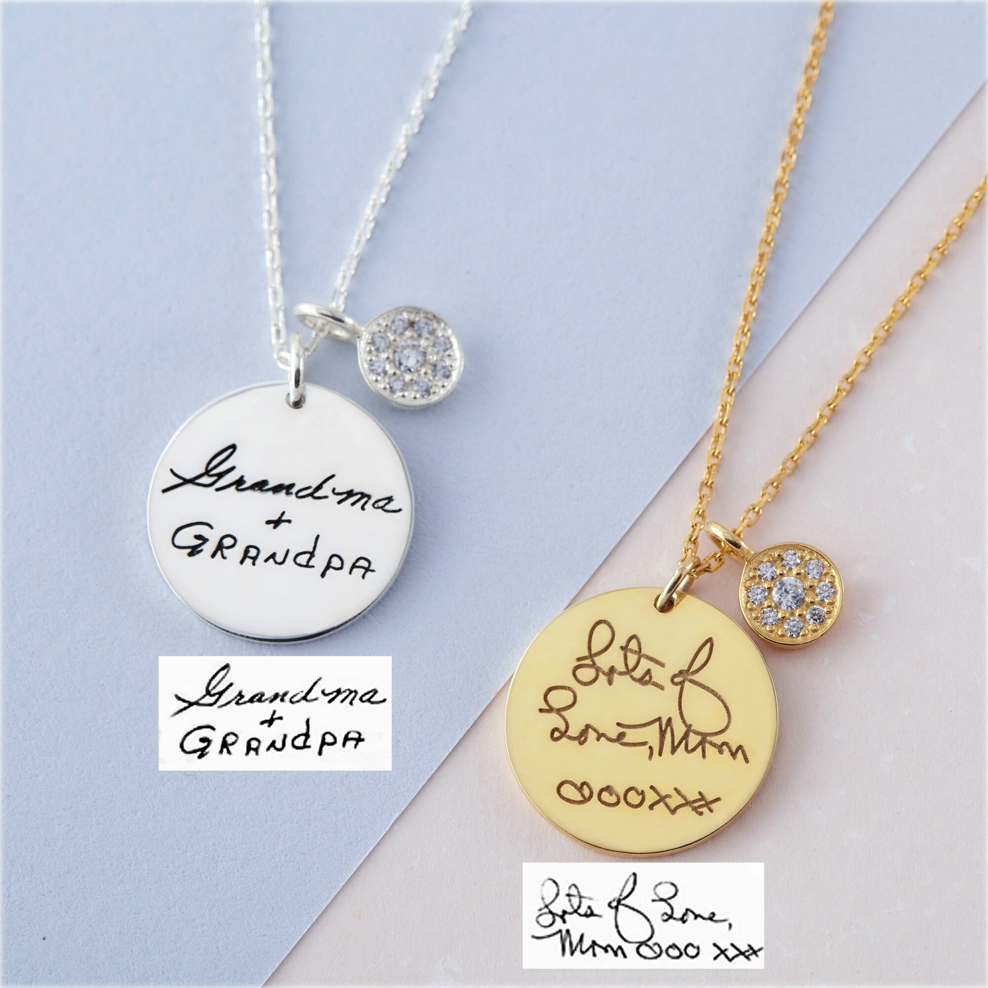 Custom Handwriting Jewelry Personalized Memorial Gifts Etsy