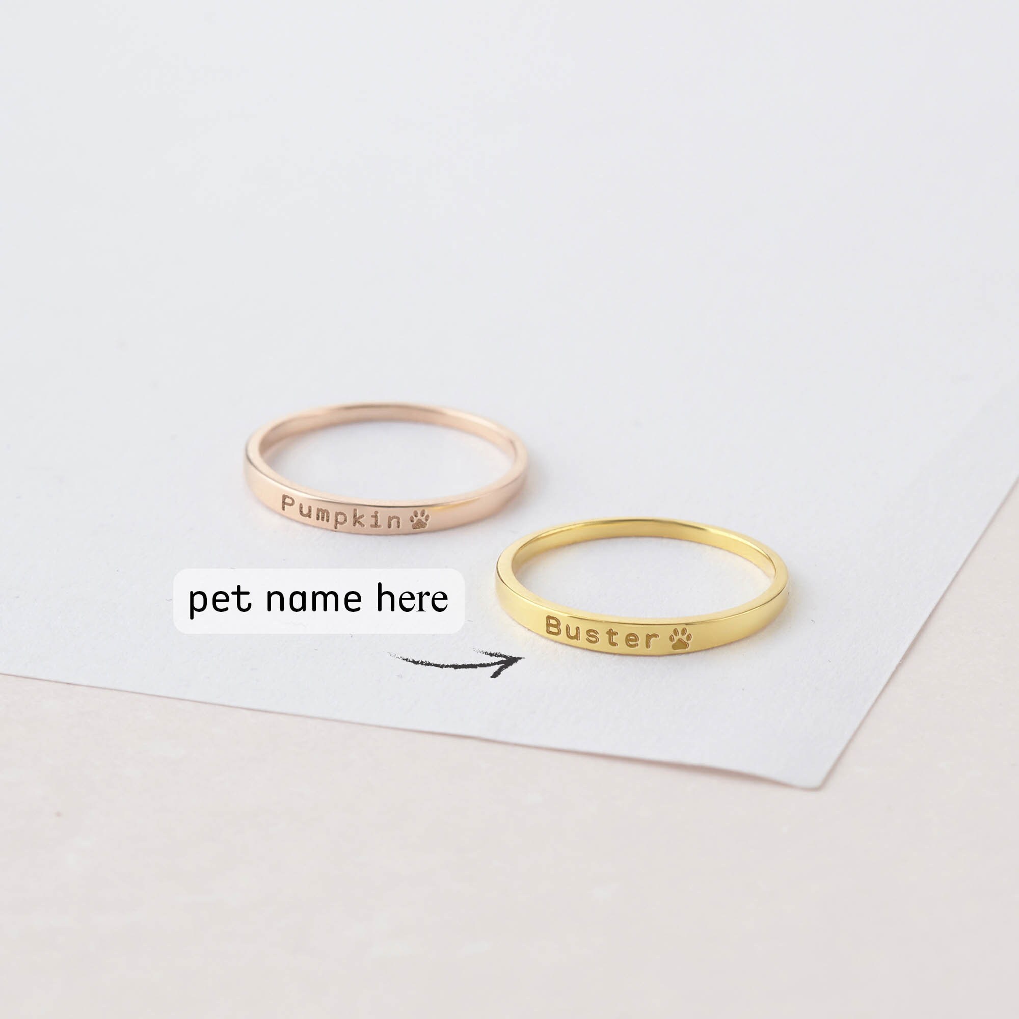 Pet Name Ring Personalized Paw Print Ring Dog Cat Mom Etsy