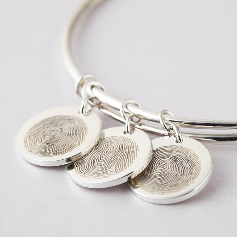 Fingerprint Bracelet Sterling Silver Fingerprint Jewelry Fingerprint Jewelry Thumbprint Bracelet of Deceased image 9