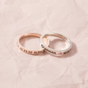 New Mom Ring, Baby Name Ring With Birthstone, New Mom Gift, First Time ...