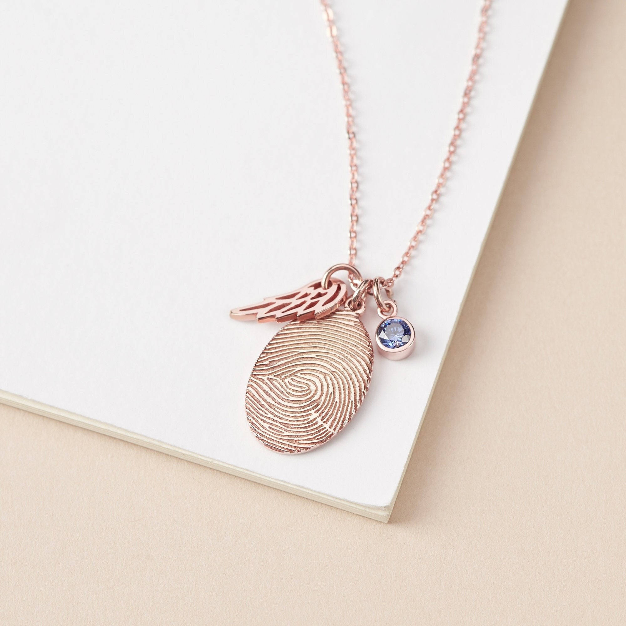 Fingerprint Necklace, Thumbprint Necklace, Memorial Gift, Fingerprint Jewelry With Birthstone, Loss of Mom Gift, Sentimental Gift
