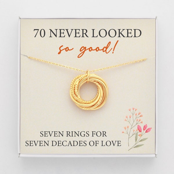 70th Birthday Gift for Grandma,70th Birthday Gift, Nana Gift, Happy 70th Birthday, Mom 70th Birthday, 7 Rings 7 Decades