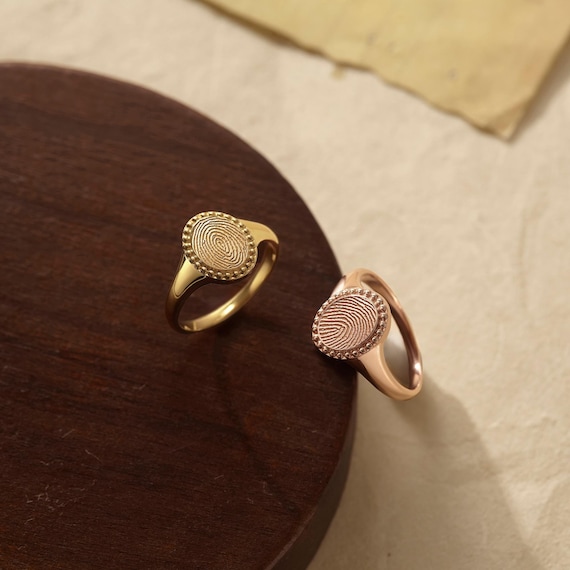Actual Thumbprint Ring, Fingerprint Jewelry, Custom Memorial Jewelry, Deceased Mom Gift, Sympathy Gift For Loss of Dad, Remembrance Jewelry