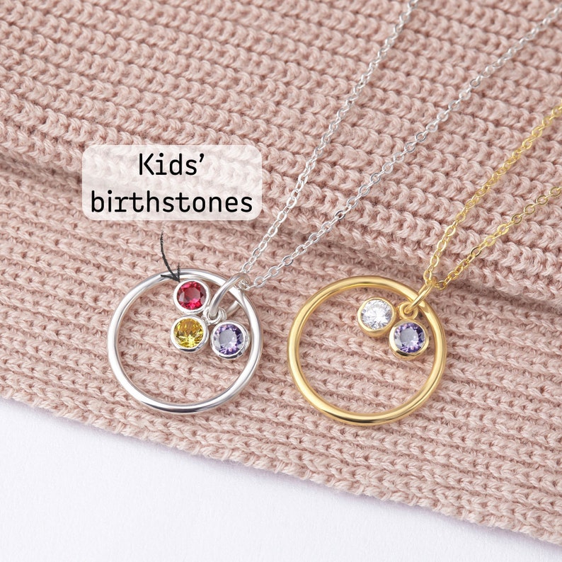 Mom Birthstone Necklace Mother Birthstone Jewelry Children Etsy
