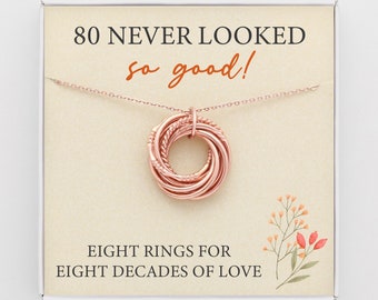 80th Birthday Gift for Grandma, 80th Birthday Gift for Mom, Gift for Grandma, 80 Year Old Birthday For Women, 8 Ring Necklace