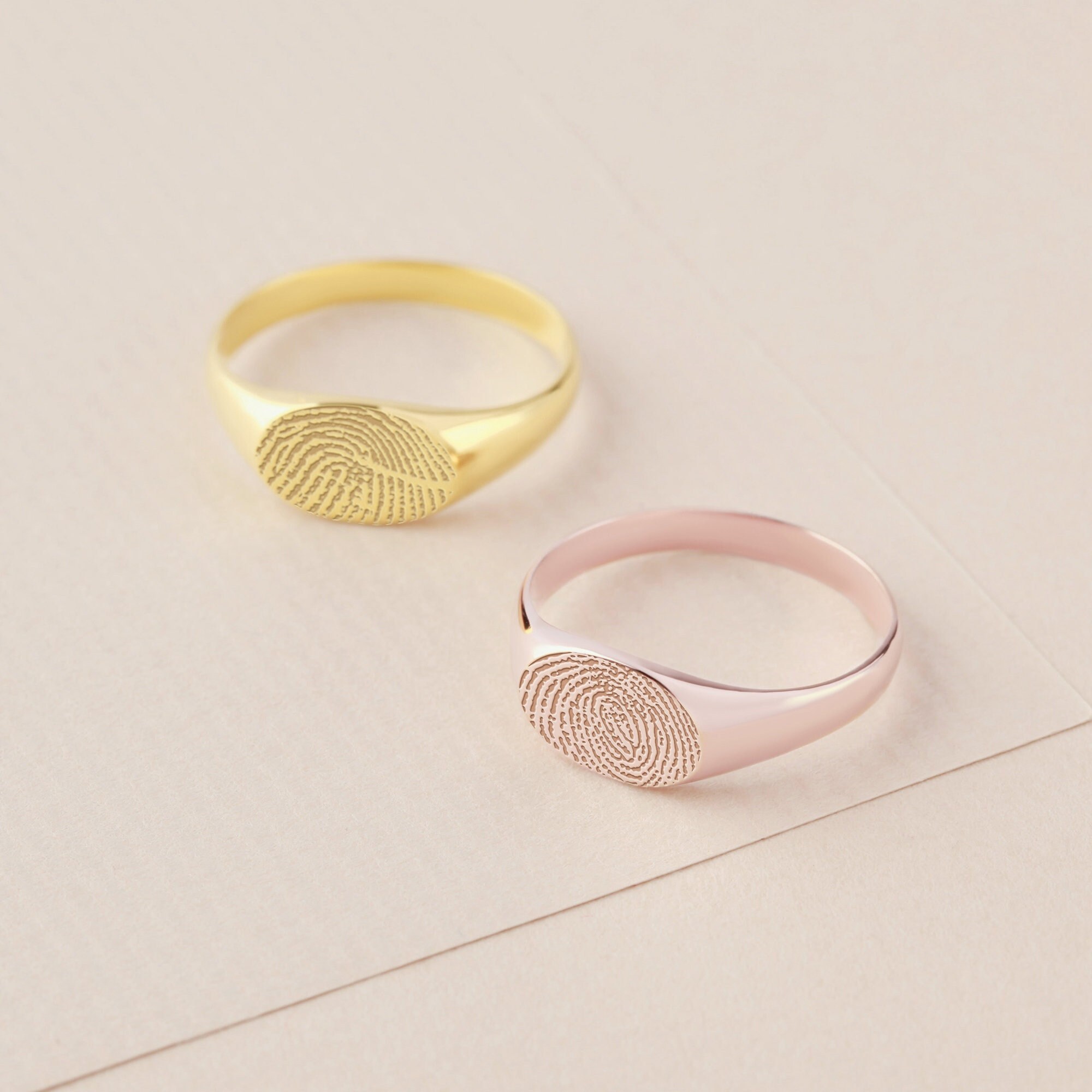 Fingerprint Signet Ring Thumbprint Ring Jewelry Loss of Mom Gift