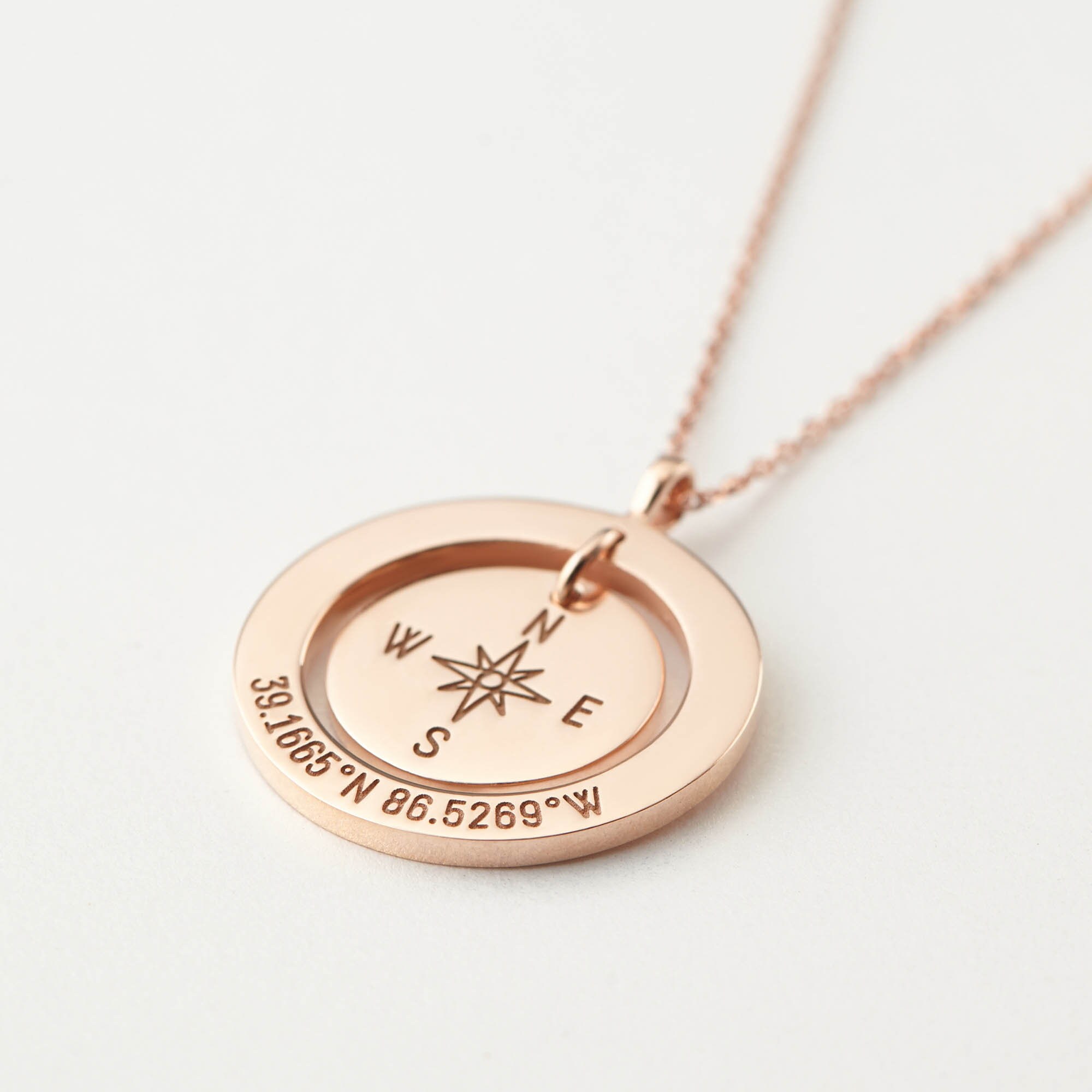 Coordinate Necklace Compass Necklace Graduation Gift Gold Etsy