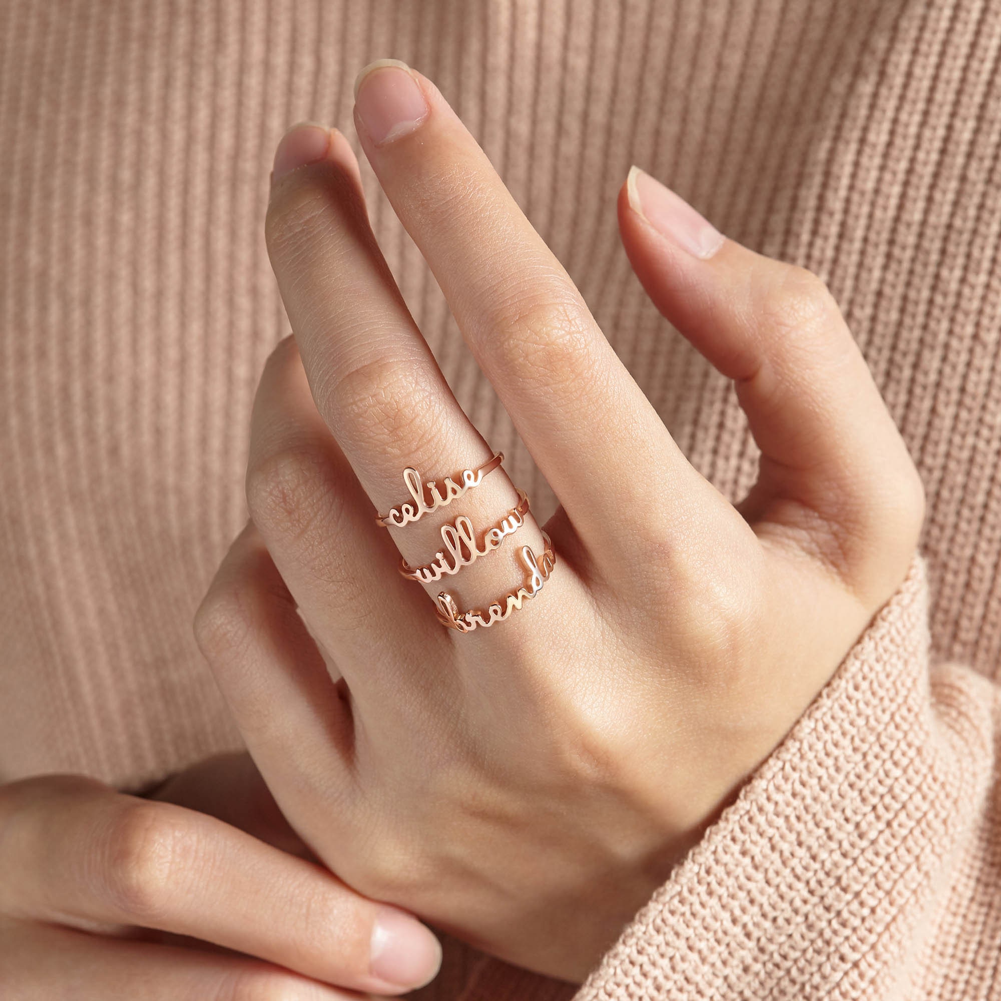 Stacking Name Rings Stackable Mothers Ring Gold Name Ring Etsy