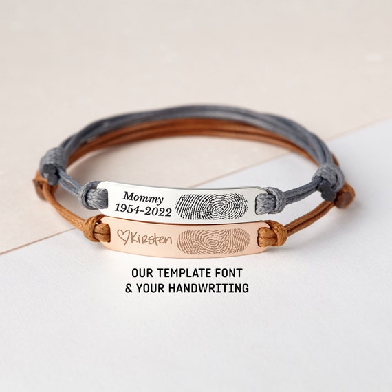 Fingerprint Leather Bracelet Actual Fingerprint Jewelry Etsy Canada