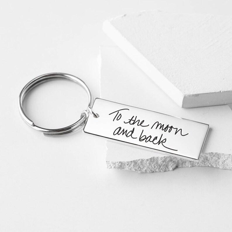 Custom Handwriting Keychain Memorial Keychain Engraved Etsy