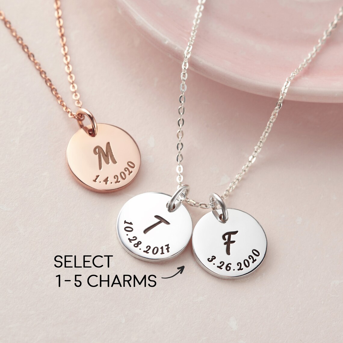 Mom Necklace Initials Mothers Necklace Children's Etsy