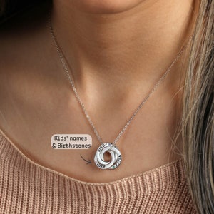 Mothers Necklace Birthstone, Mothers Day Gift For Mom, Kids Name Necklace Birthstone, Mom Necklace With Kids Names And Birthstone image 2