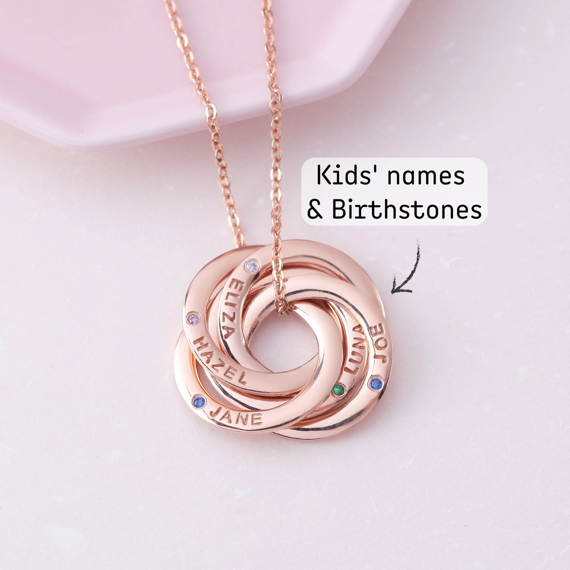 Children's birthstone shop necklace for mom