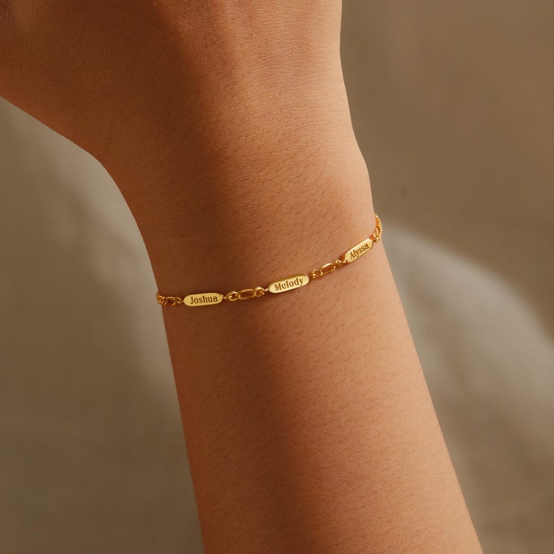 Mormors armband, Nana-armband, Anpassat namnarmband, Mormors smycken, Mormors present, Mormors armband, Armband med flera namn bild 8