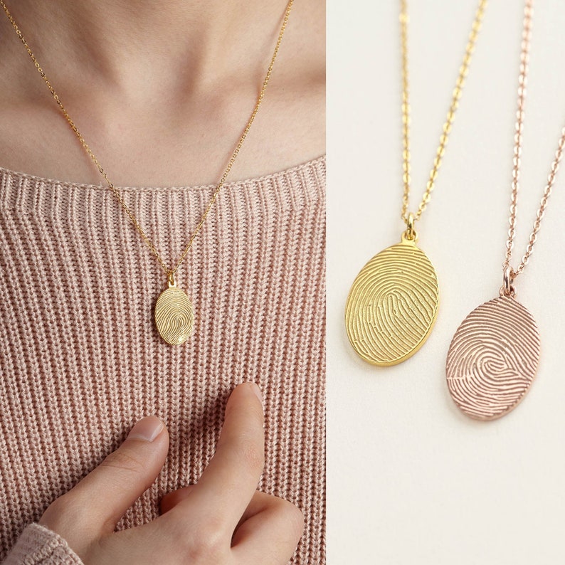 Thumbprint Jewelry, Finger Print Necklace, Memorial Gifts, Fingerprint Jewelry, In Memory of Mom Necklace, Thumbprint Necklace image 1