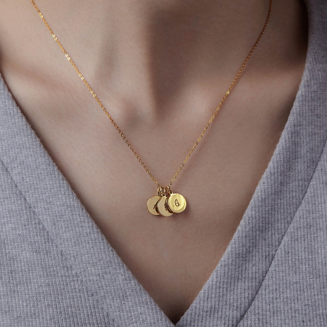 Kid Initial Necklace Mom Necklace With Kids Initials Mom Etsy