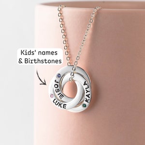 Mothers Necklace Birthstone, Mothers Day Gift For Mom, Kids Name Necklace Birthstone, Mom Necklace With Kids Names And Birthstone image 6