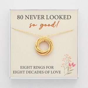 80er Geburtstagsgeschenk für Oma, Geschenk für Oma, 80er Geburtstagsgeschenk für Mama, 8 Ringe für 80 Jahre, alles Gute zum Geburtstag