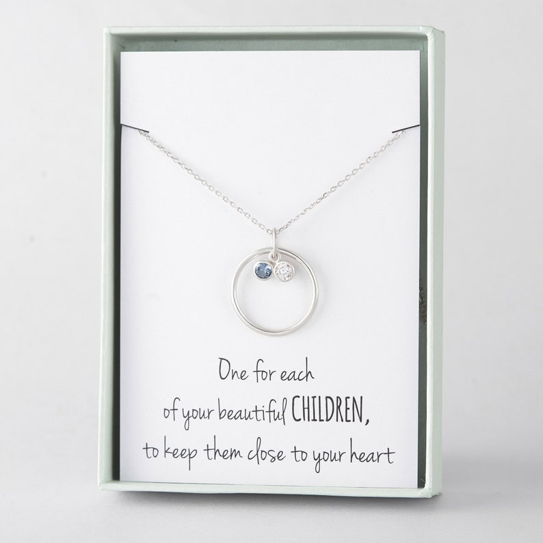 Mom Birthstone Necklace Mother Birthstone Jewelry Children Etsy