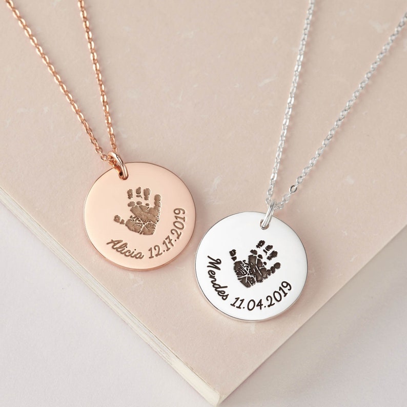 Handprint Necklace, Baby Handprint Gift, New Mom Mothers Day Gift, Memorial Jewelry Child Loss, Baby Loss Necklace image 1