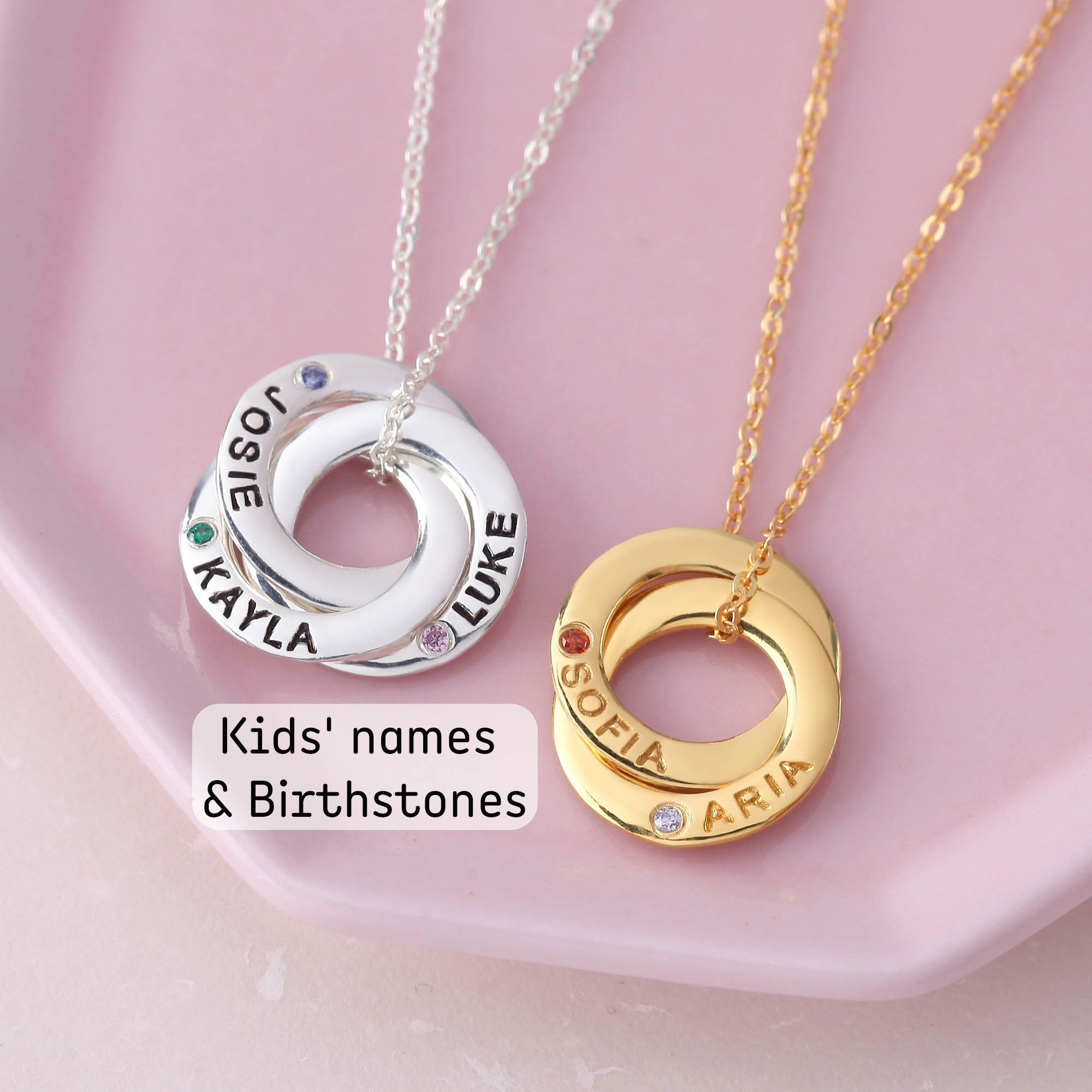 Mom Necklace With Kids Names and Birthstone Mothers Jewelry Etsy