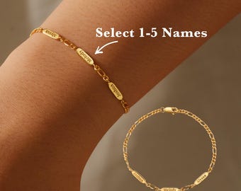 Pulsera para mamá con nombres de niños, pulsera con nombre para niños pequeños, regalos personalizados para mamá, pulsera familiar, joyería personalizada para mamá, pulsera para mamá
