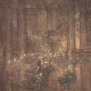 Impression originale de 1911 d&#39;Arthur Rackham Fairy pour livre « Le Songe d&#39;une nuit d&#39;été », « Dans la maison, donnez une lumière scintillante »