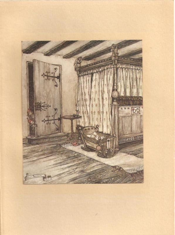 Original 1908 vintage Arthur Rackham Art Nouveau fairy book plate print from "A Midsummer Night's Dream", "almost fairy time"