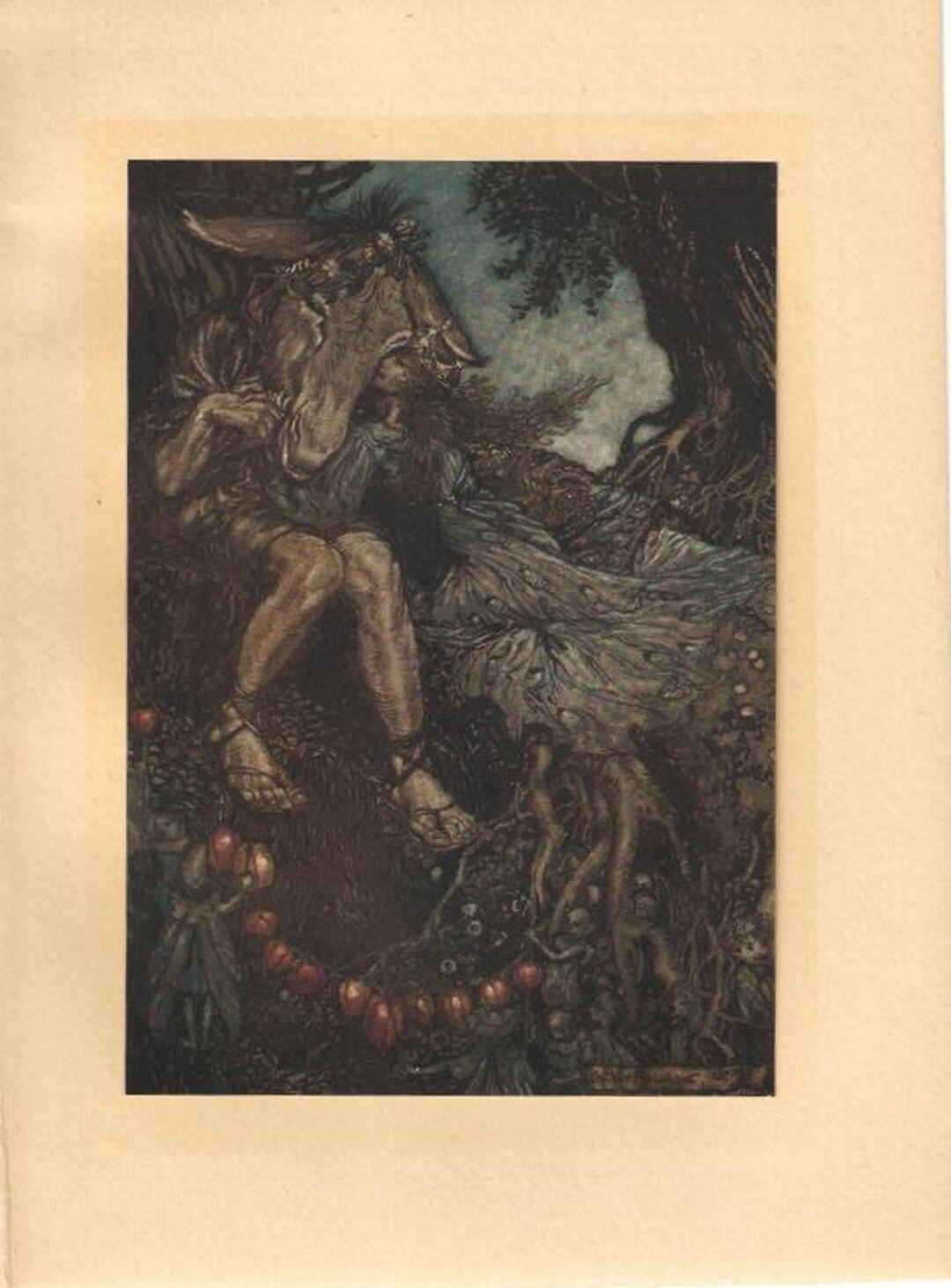 Original 1908 Arthur Rackham Fairy Book Plate Print From "a Midsummer ...