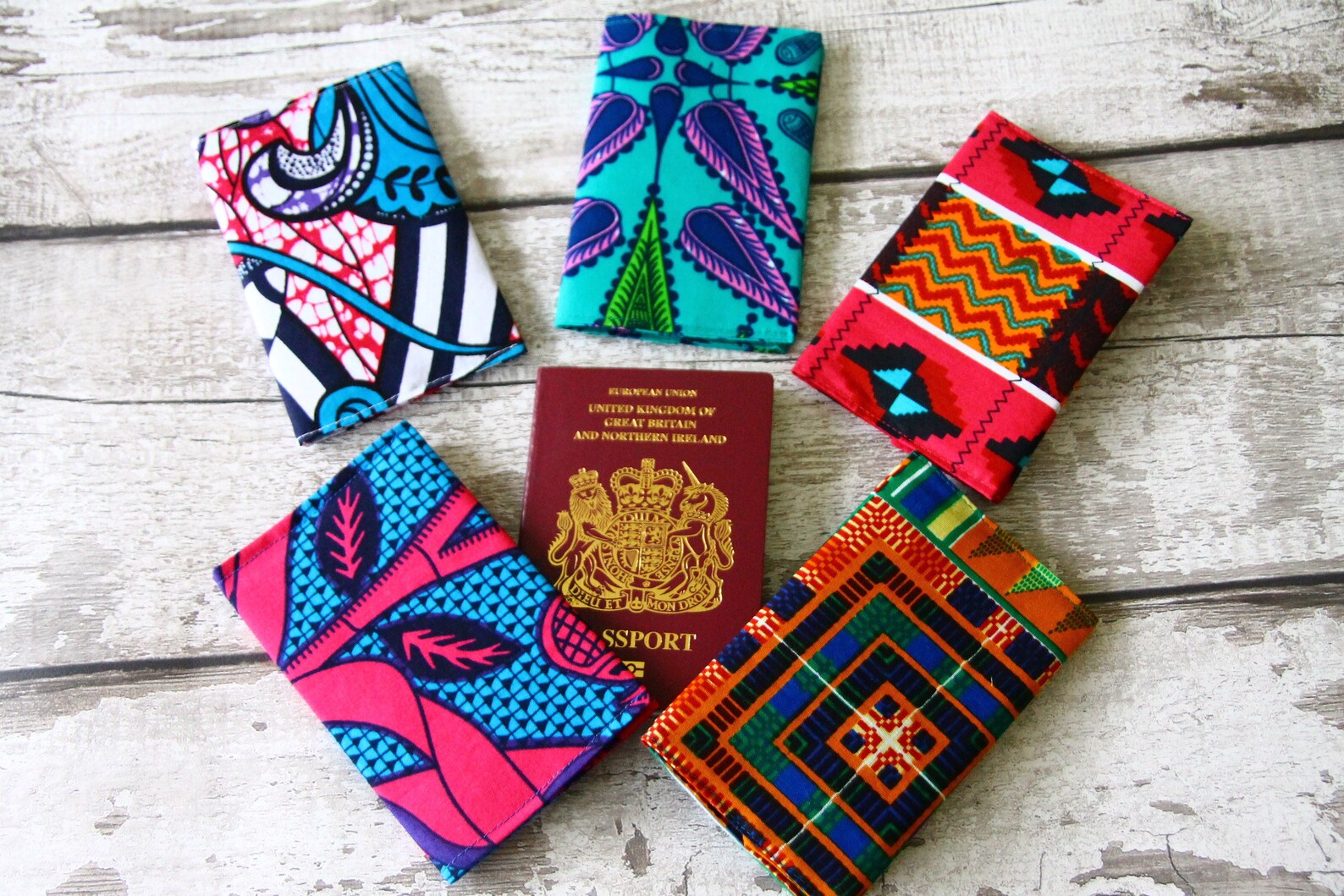 African Fabric Passport Holder, African Print Passport Wallet, Passport