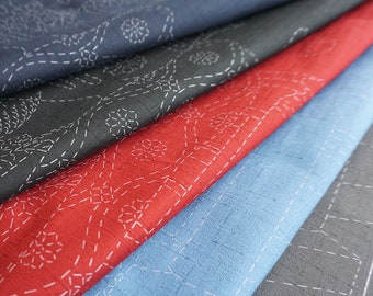 Sashiko Panel "Maiko Bloom" - Printed with Water Soluble Ink - 52cm x 110cm(20 1/2" x 44")