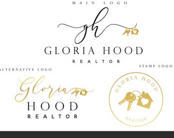 Real Estate logo - Key Logo - House Branding kit - Gold Broker Logo - Brand design Luxury logo -  Realtor logo - Real Estate Agency
