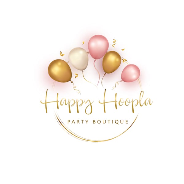 Balloon Party Logo - Event Logo - Rosa und Gold Logo - Event Planner Logo - Marke Kinder Boutique - Feier Logo - Party Dekor Logo