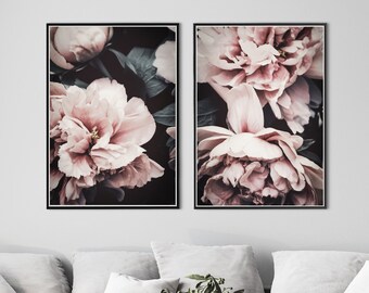 Floral Print Office Living Room Flower Photograph Farmhouse Art Romantic Wall Art for Bedroom Peony Flower Print Painterly Peonies