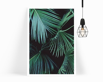 Tropical Palm Foliage Wall Print, Instant Download, Tropical Wall Art, Palm Leaves Print, Poster Prints