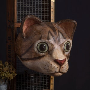 Pappmaché, Katze, Kopf Wandhalterung, Wohnkultur, Tierkopf, Wandbehang