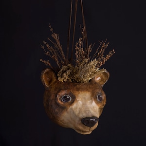 paper mache, bear, hanging vase, animal image 1