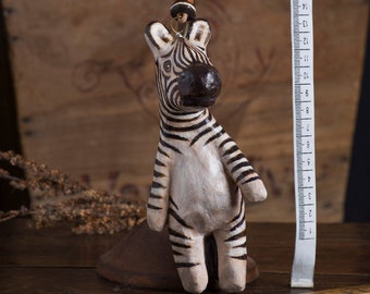 paper mache, zebra, keychain, leather, animal, keyring