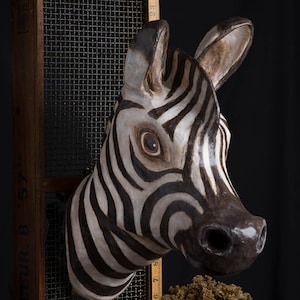 Pappmaché, Zebra, Kopf Wandhalterung, Wohnkultur, Tierkopf, Wandbehang