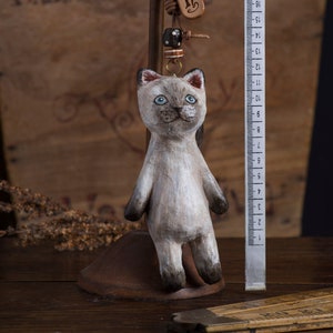 paper mache, cat, keychain, leather, animal, keyring image 1