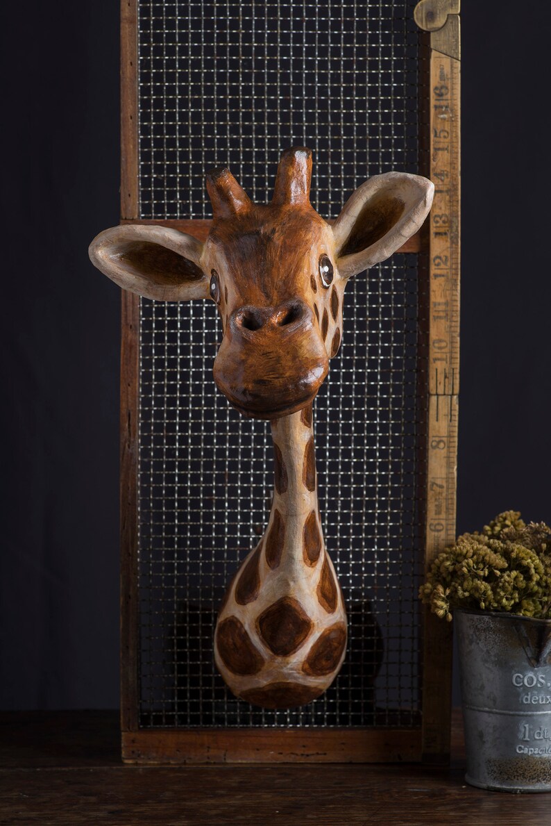 Paper mache giraffe head wall mount home decor animal Etsy